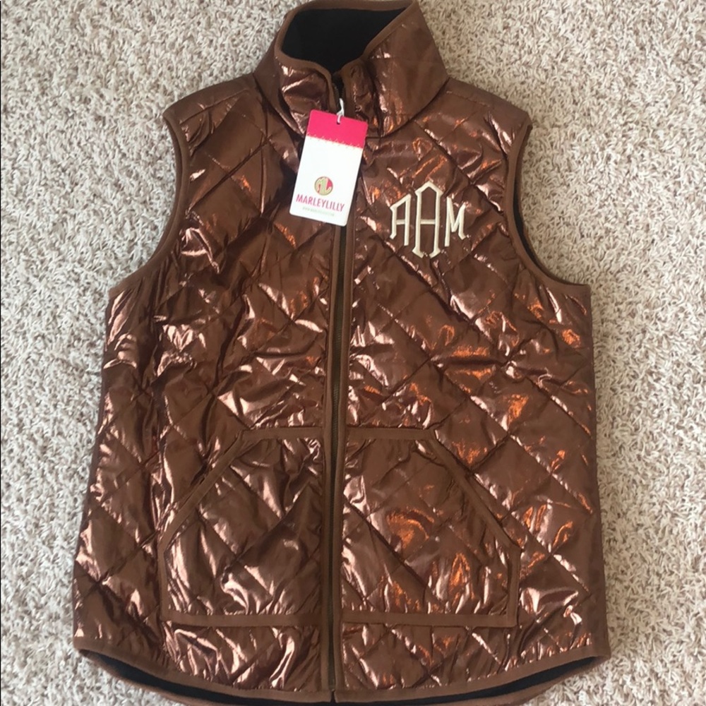 Monogrammed metallic quilted vest